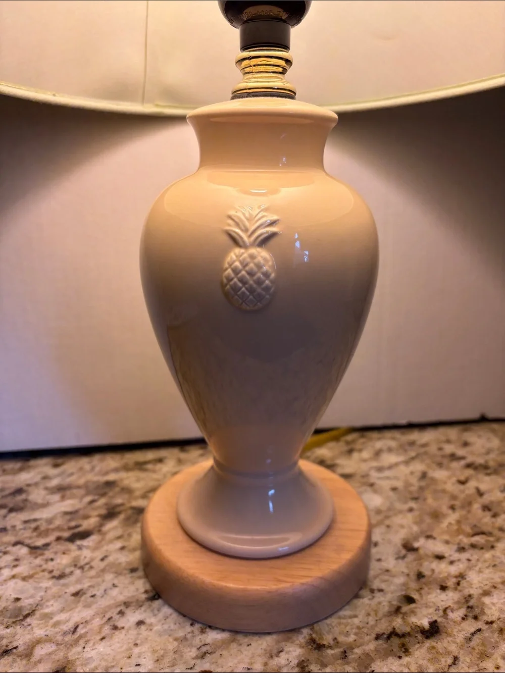 Pineapple Ceramic Lamp with Green Shade.